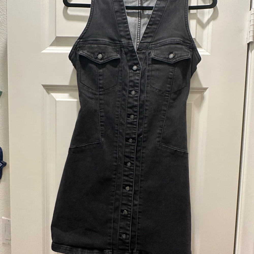 Free People Black Button-Down Midi Dress